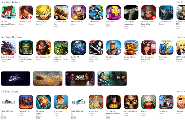 If you are ever interested in browsing RPGs on iTunes, there is an entire section dedicated to it.