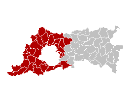 Map location of Halle-Vilvoorde 'arrondissement', Flemish Brabant, Belgium