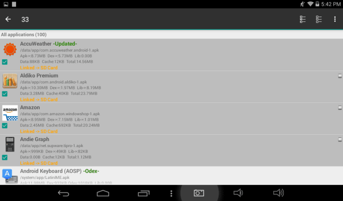 Tap the check marked boxes option in the top right corner to select all movable apps.