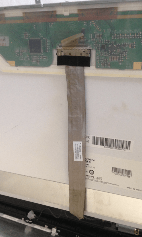 Just incase of garbled images, check to ensure the laptop video cable (fiber) is firmly connected both on the motherboard and LEC/LED screen