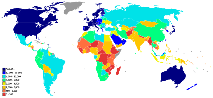IMF's GDP nominal per capita world map, from 2009