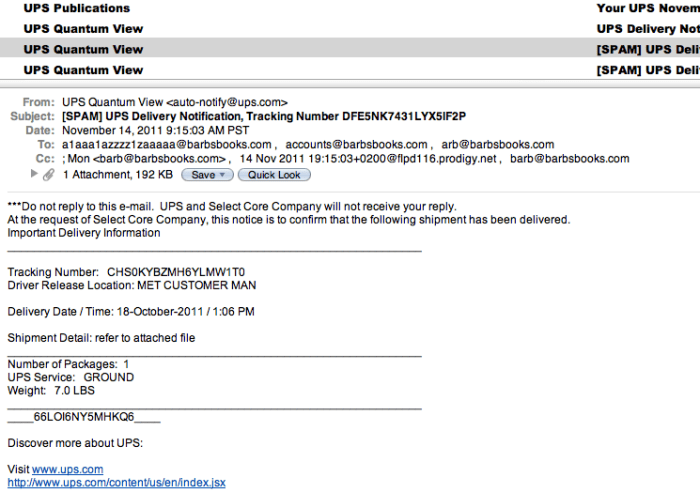 Please click to see this in a readable size. Do NOT click the attachment in any email from UPS.