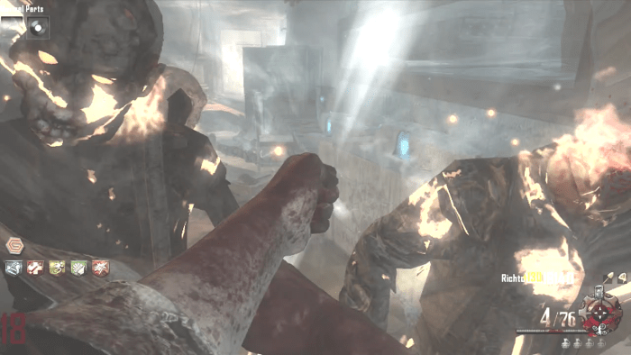 I was making it easy by shooting the zombies with the Staff of Fire, and then punching them.