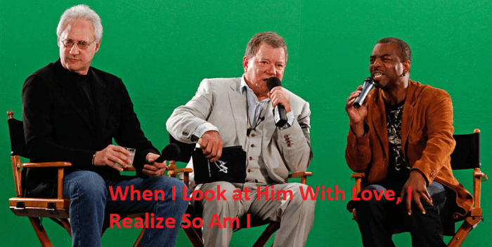 Brent Spiner and Levar Burton (Data and Geordi La Forge off of Star Trek: The Next Generation) with William Shatner. Just as a note, Brent Spiner as also released a couple of albums.