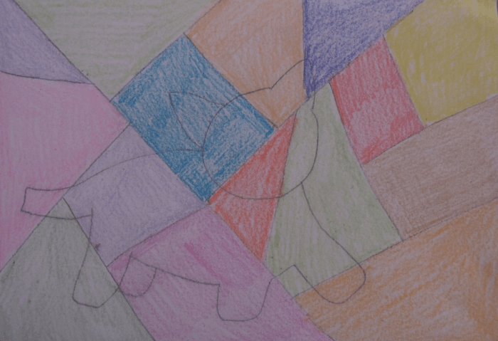 Step 4 - Add colour to your drawing by colouring each section, not the animal.