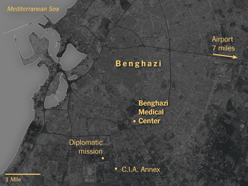 Americans leave for the airport with support from a Libyan militia. One hour later, part of the staff leaves Benghazi on a chartered jet.