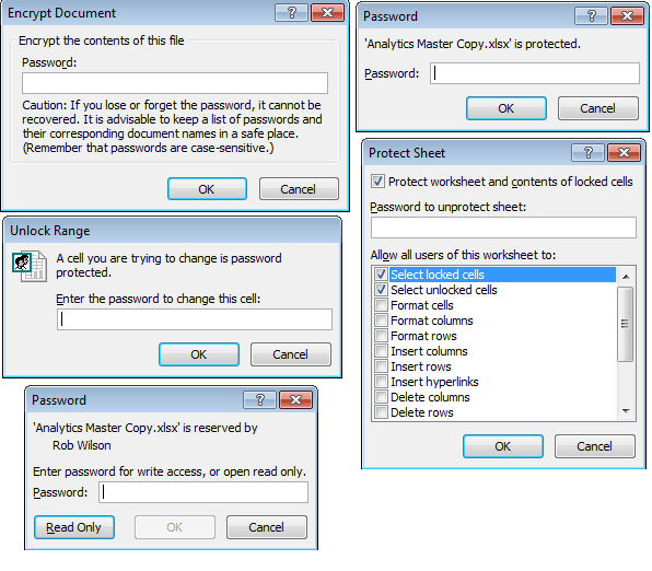 Microsoft provides many ways of protecting your documents in Excel 2007 and Excel 2010.