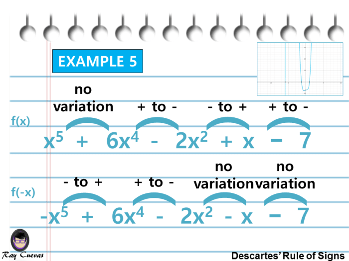 Example 5: Finding the Number of Real Roots of a Polynomial Function Using Descartes' Rule of Signs