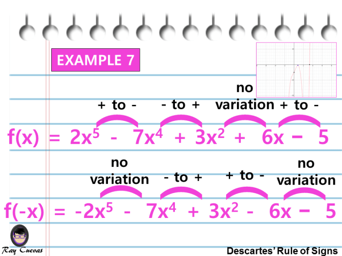 Example 7: Determining the Number of Positive and Negative Real Solutions of a Polynomial Function