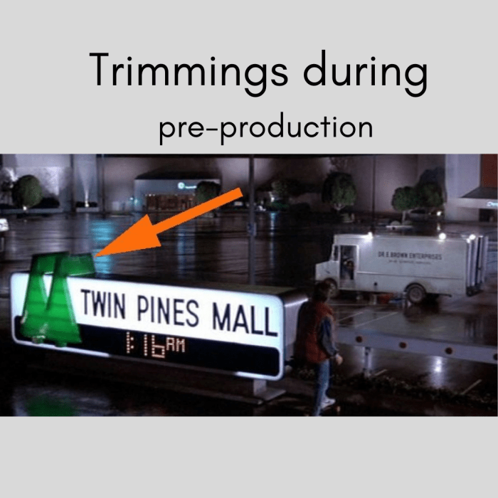 A scene from Back To The Future where it points out the small elements to the movie.