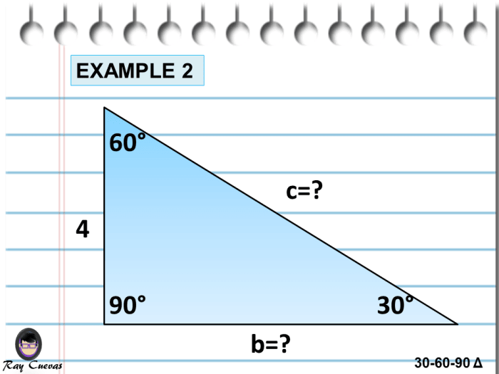 Finding the Measure of the Missing Sides in the 30-60-90 Triangle Given the Shorter Leg