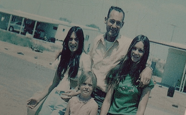 Jack Leslie with his daughters Jackie (left) and Cynthia (right) who vanished in 1974. Photo courtesy of Erma Prue.