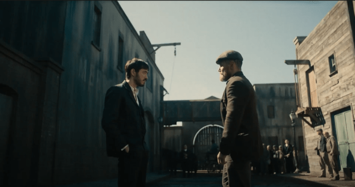 Courtesy of Cinemax. Ah Sahm (left) and Leary (right) have a verbal fight about who belongs in America.