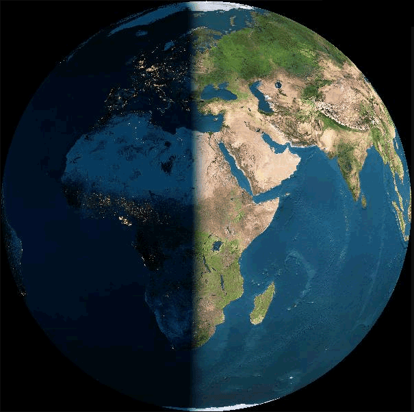 As one area on earth turns toward the sun and enters its light, the sun seems to rise in the east. When a location on earth leaves the sun's light and enters darkness, the sun appears to set in the west.