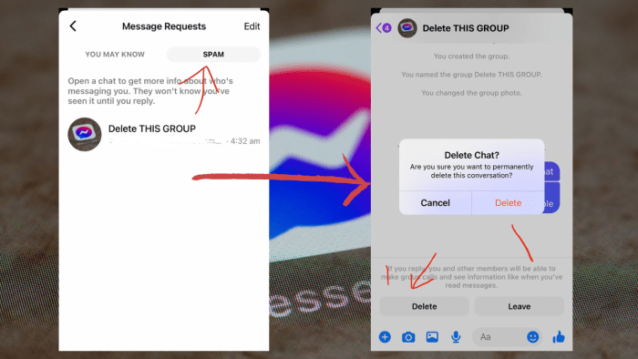 how to delete conversation in messenger