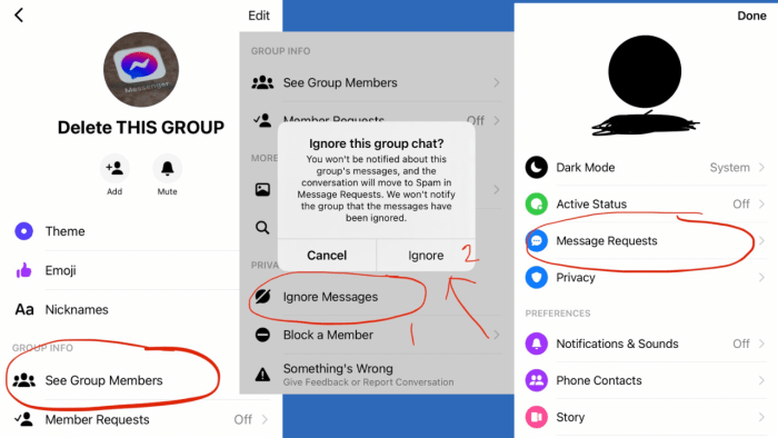 how to delete chats off messenger