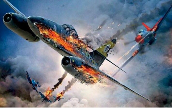 Weathers reversed a hostile situation when he sent an enemy aircraft that had been on his tail, tumbling to the ground.