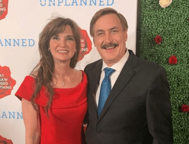 Mike Lindell and Kendra Reeves attend the movie "Unplanned"--a movie in which Lindell invested $1 million.