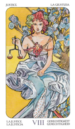 The Justice card doesn't play favorites. It seeks to bring people to the same page. It favors equality. It recognizes the truth and gives back fairness.