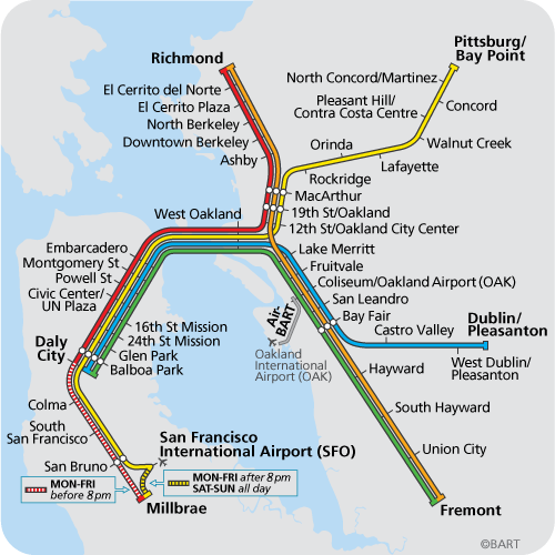 An overview of the areas serviced by B.A.R.T.