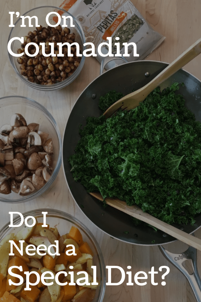 If you're taking blood thinners like Coumadin, you should aim for a consistent, moderate intake of vitamin K.