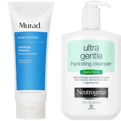 The two cleansers I use depending on what I need that day. Neutrogena for daily use, and Murad for acne breakouts.