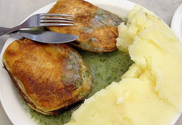 pie and mash with green liquor - made from leftovers -london