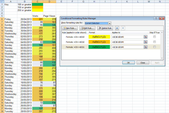 tableedit conditional formatting