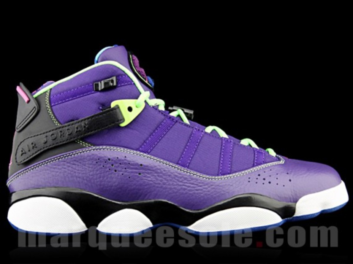 6 rings jordans black purple