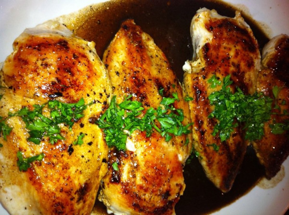  pan-seared chicken in a balsamic reduction sauce