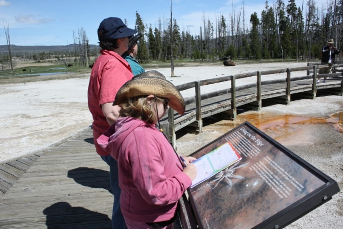Taking notes at Yellowstone National Park