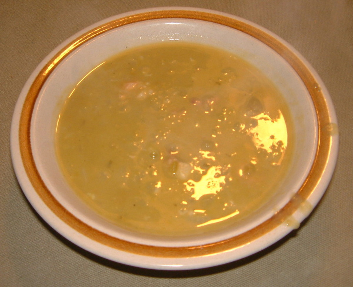 Pea soup using yellow split peas. 