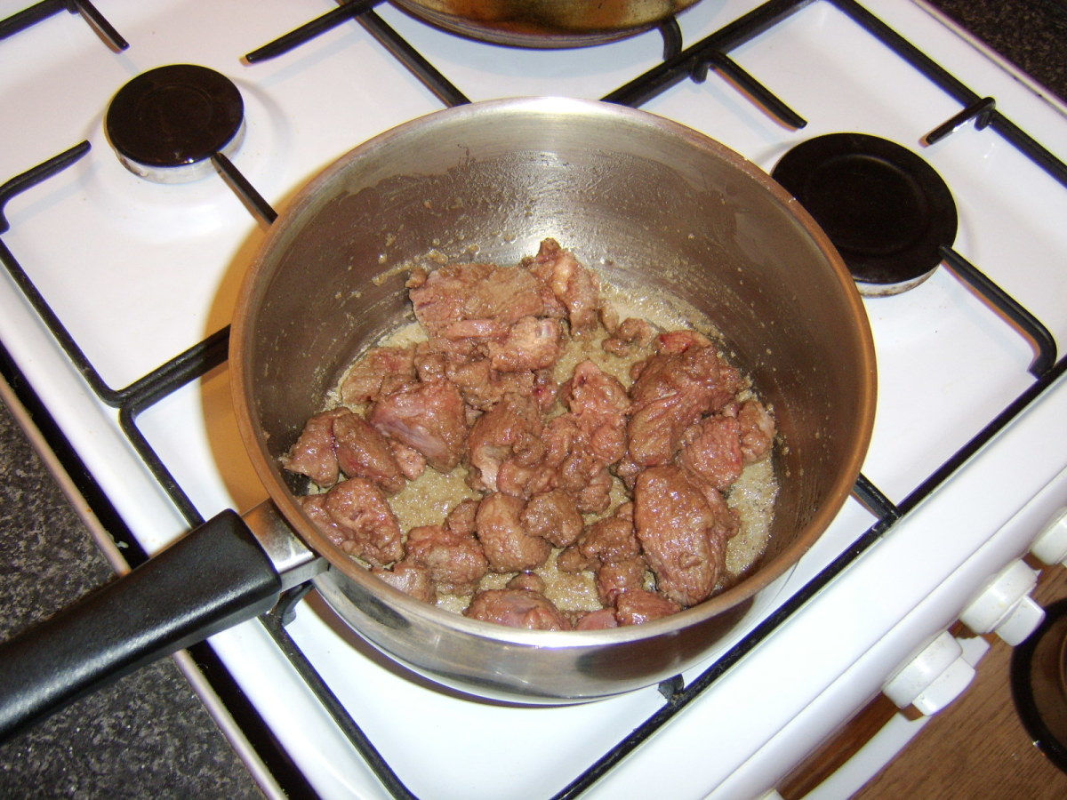 Browning the venison in oil