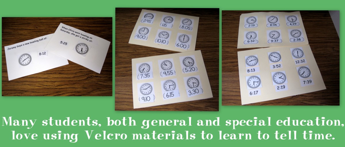 Velcro materials are useful in teaching time telling.