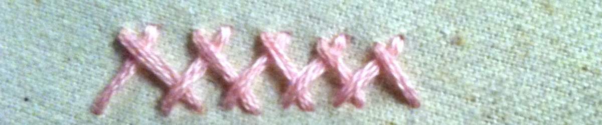The herringbone stitch is often used in borders and accents.