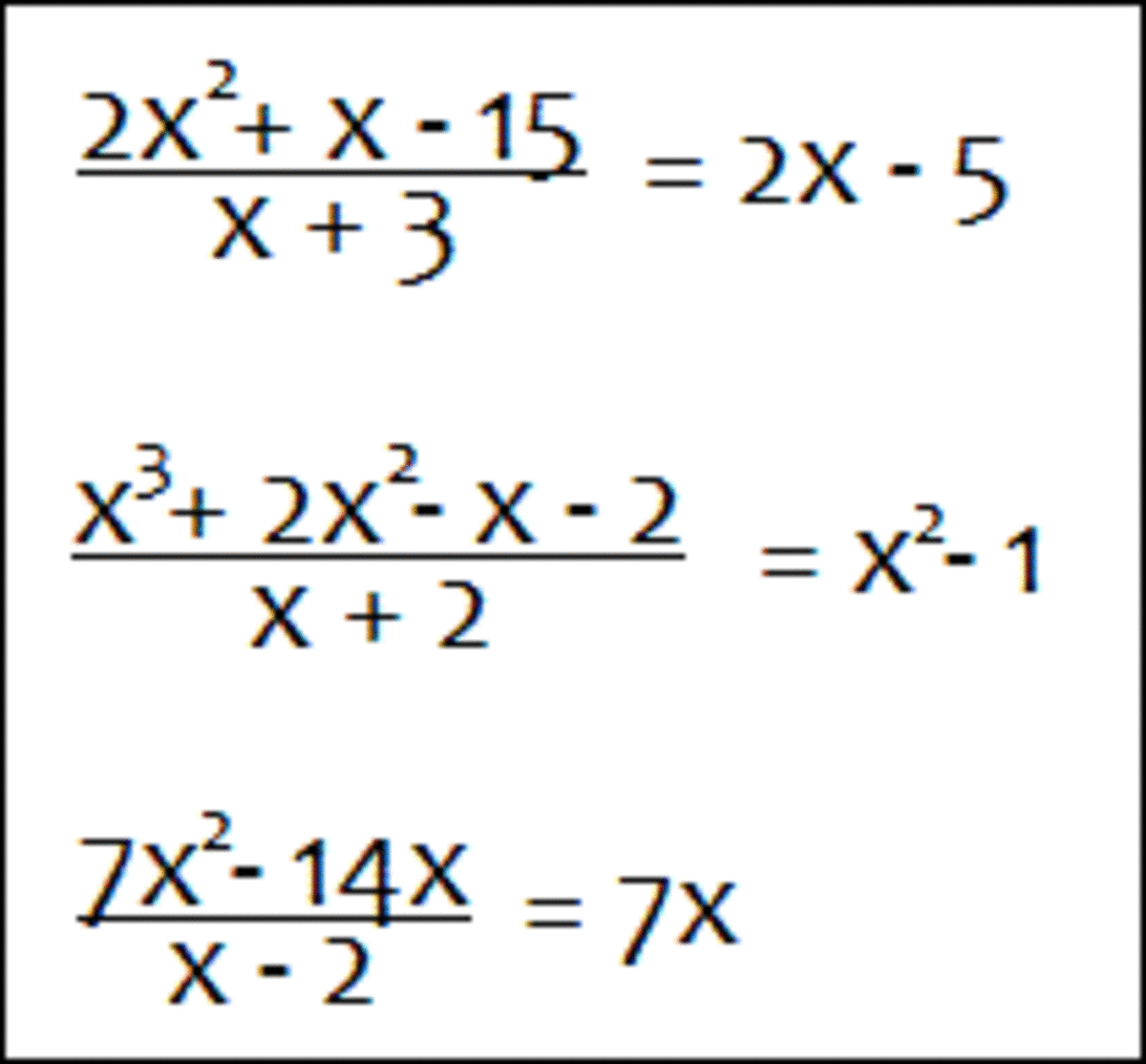 Examples of division of polynomials