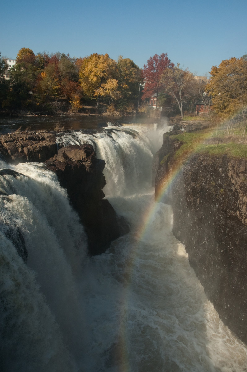 Rainbow over the Paterson Great Falls viewed from the pedestrian bridge.
