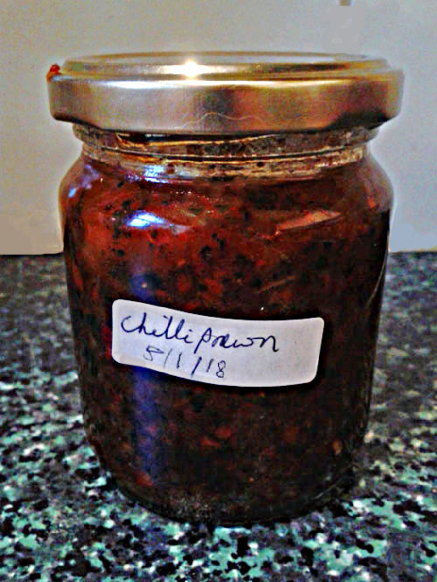 A jar of my homemade chilli prawn paste