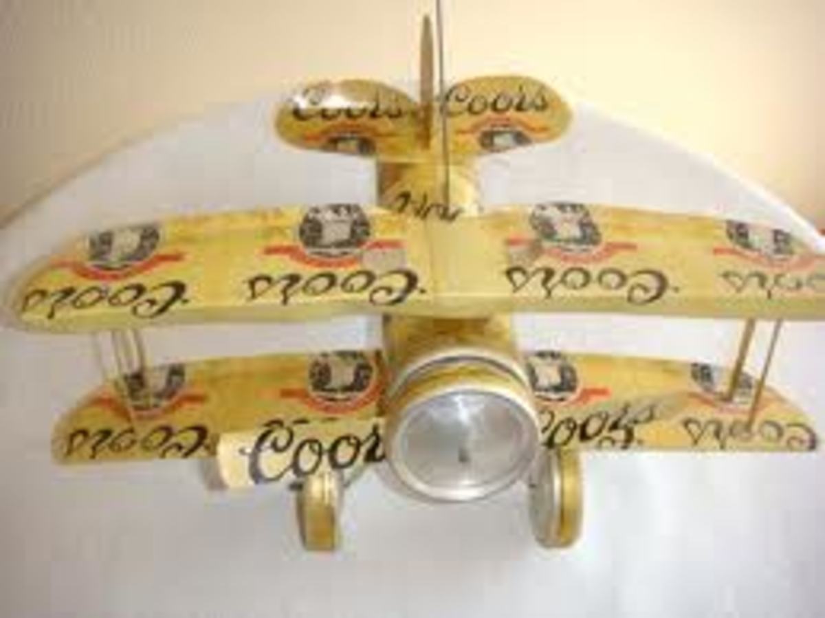 My completed Coors beer can airplane on display.