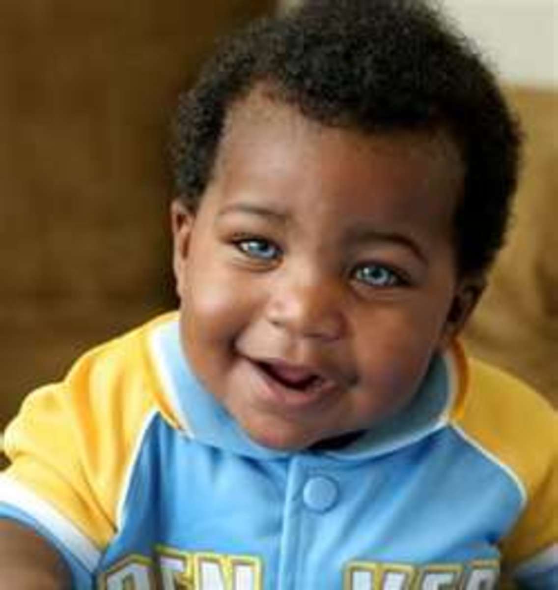 African-American baby with blue eyes