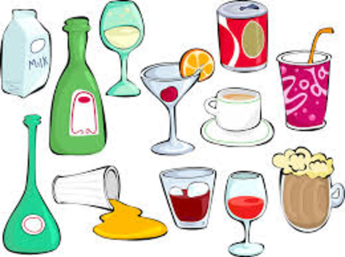 A variety of alcoholic drinks.