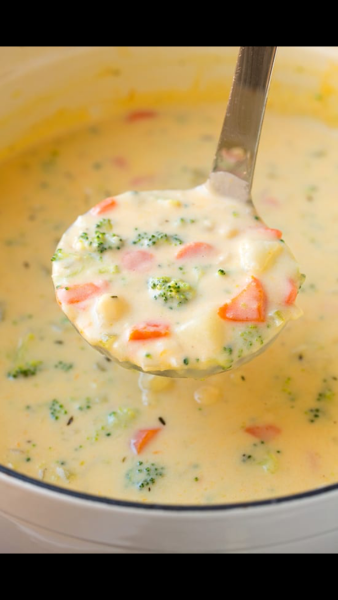 Easy cheesy broccoli cauliflower soup made in an Instant Pot.