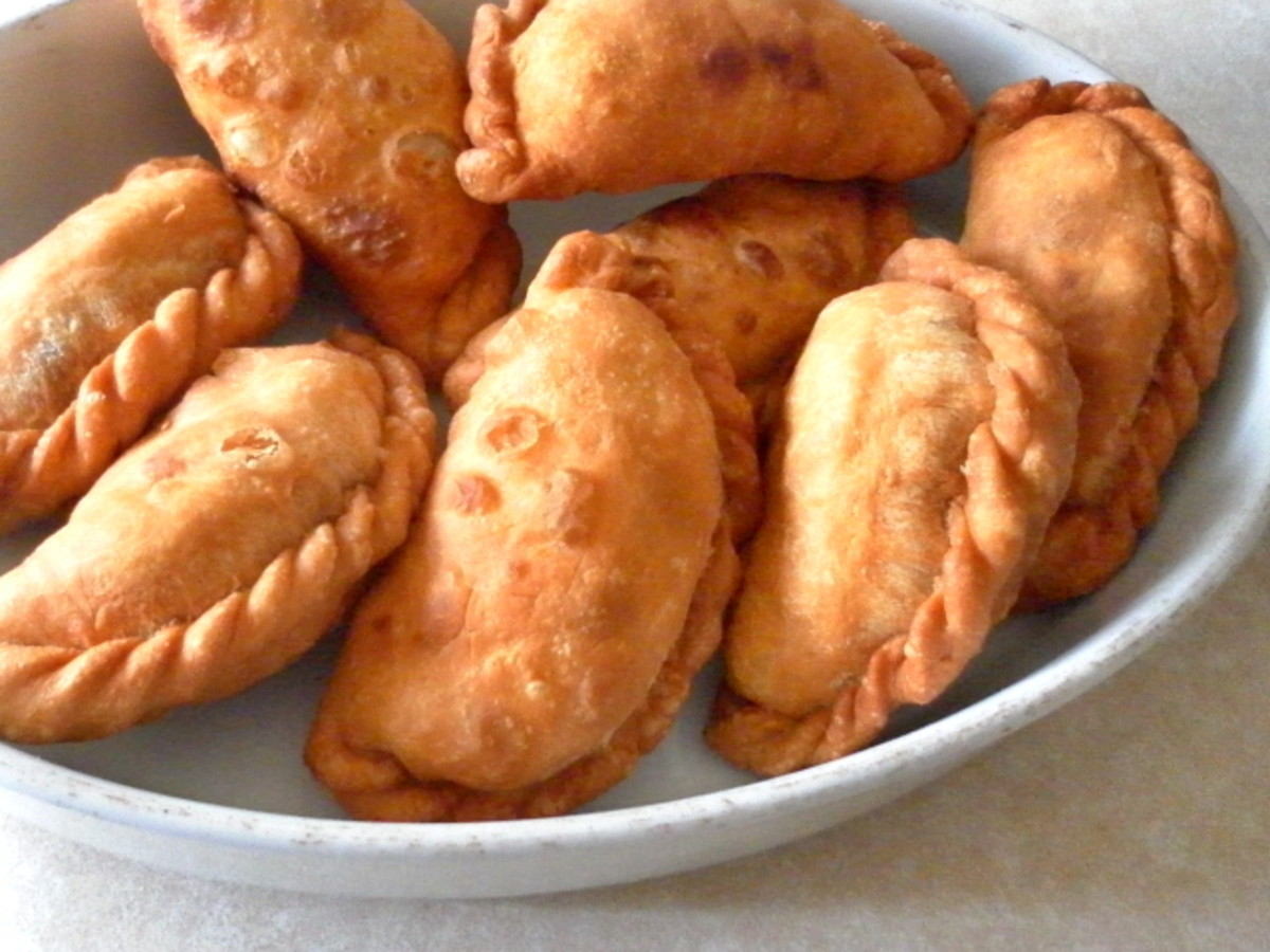 Beef curry puffs.