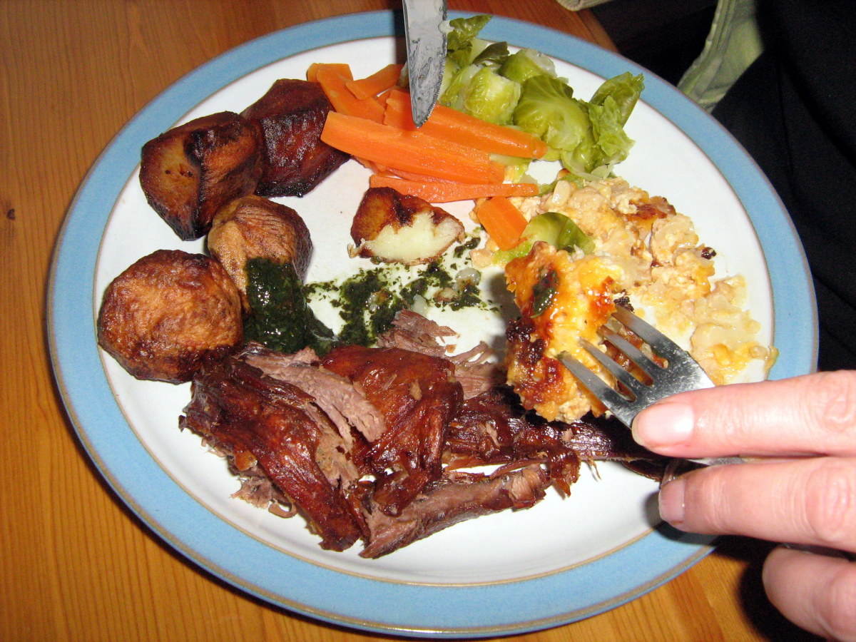 Recipe for roast lamb, mashed potatoes and vegetables 