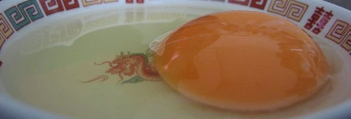 This raw egg is from a free-range hen.