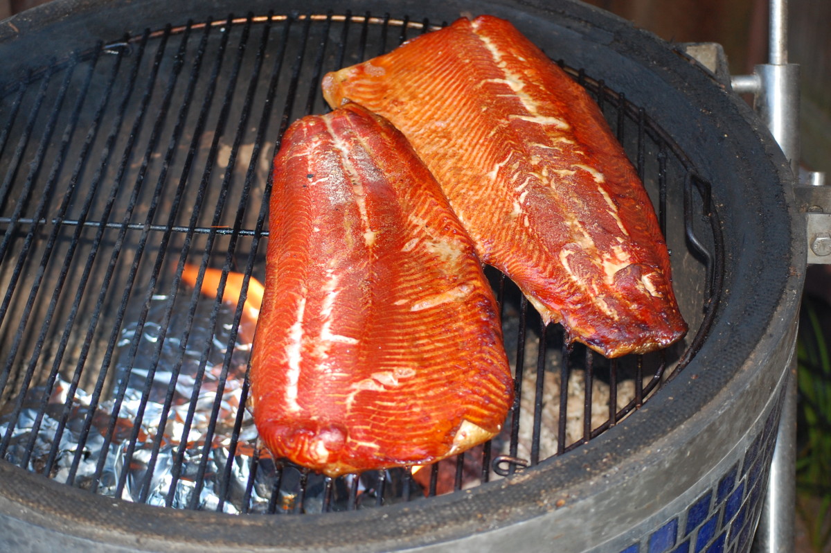 We smoked two sides of copper river salmon. The extra fat is delicious and the dark red color is beautiful.