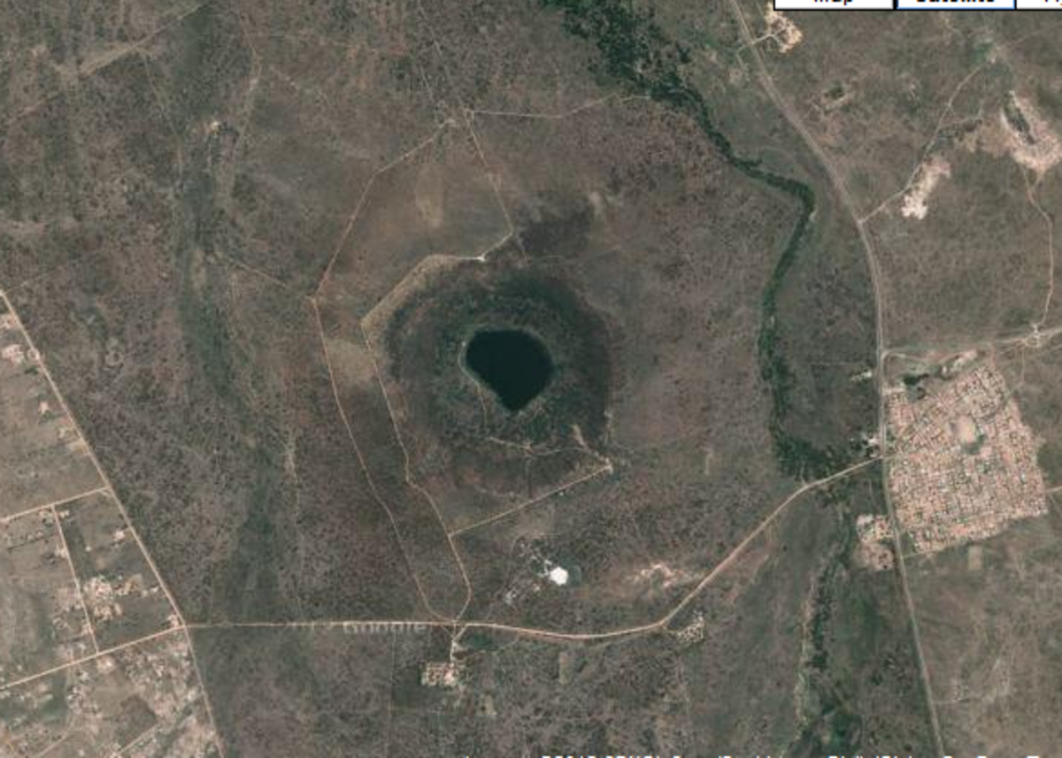 Tswaing: "place of salt." In Afrikaans the crater site is known as Soutpan, meaning "salt pan/dam."
