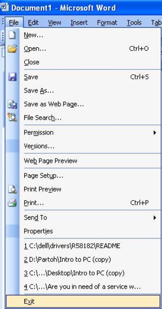 Using the File Menu in MS Word 2003 - HubPages