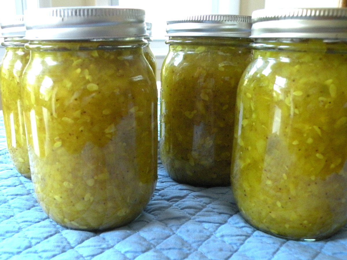 This sweet zucchini relish recipe makes about 6 pints of relish. 
