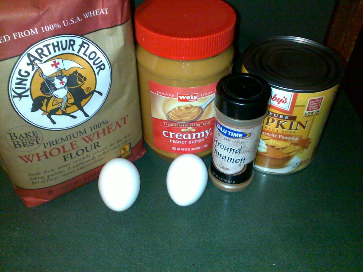 Ingredients for pumpkin/peanut butter dog treats